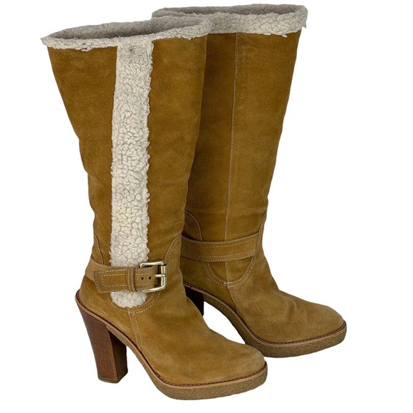 Michael Kors Shoes - Michael Kors Sheepskin Derby Camel Brown Boots Womens Size 6.5 Lined